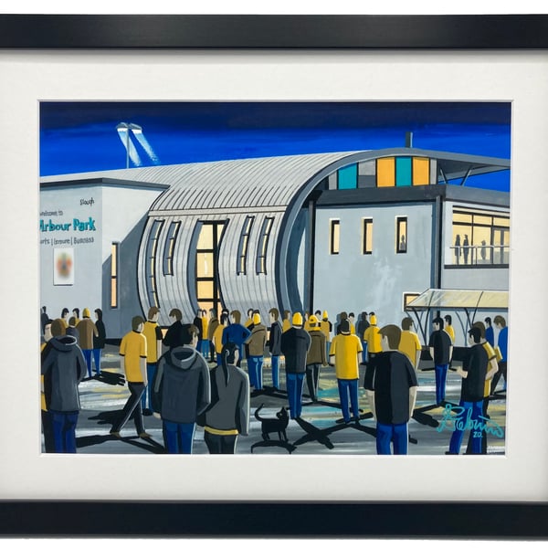 Slough Town F.C, Arbour Park Stadium, High Quality Framed Football Art Print.