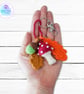 Red toadstool, acorn and oak leaves crochet bag charm. Toadstool keyring - Image 3