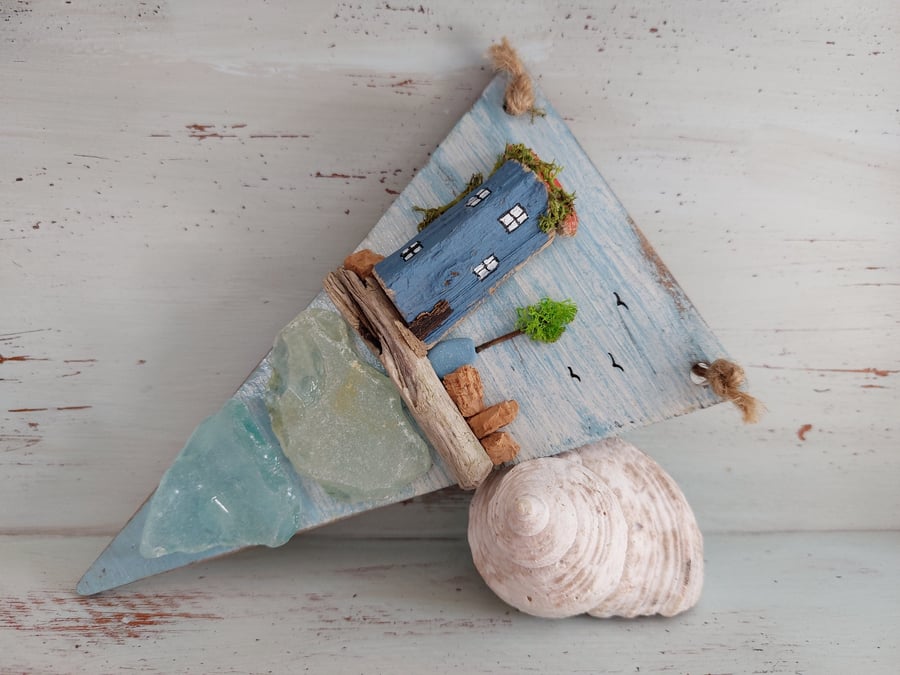 Driftwood Cottage - Rustic Sustainable Hanging Bunting made with Beach Finds