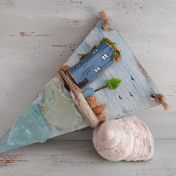 Driftwood Cottage - Rustic Sustainable Hanging Bunting made with Beach Finds