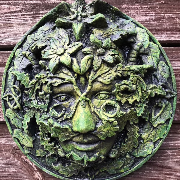Summer Celtic Green Man Plaque plus Free Pocket Green Man