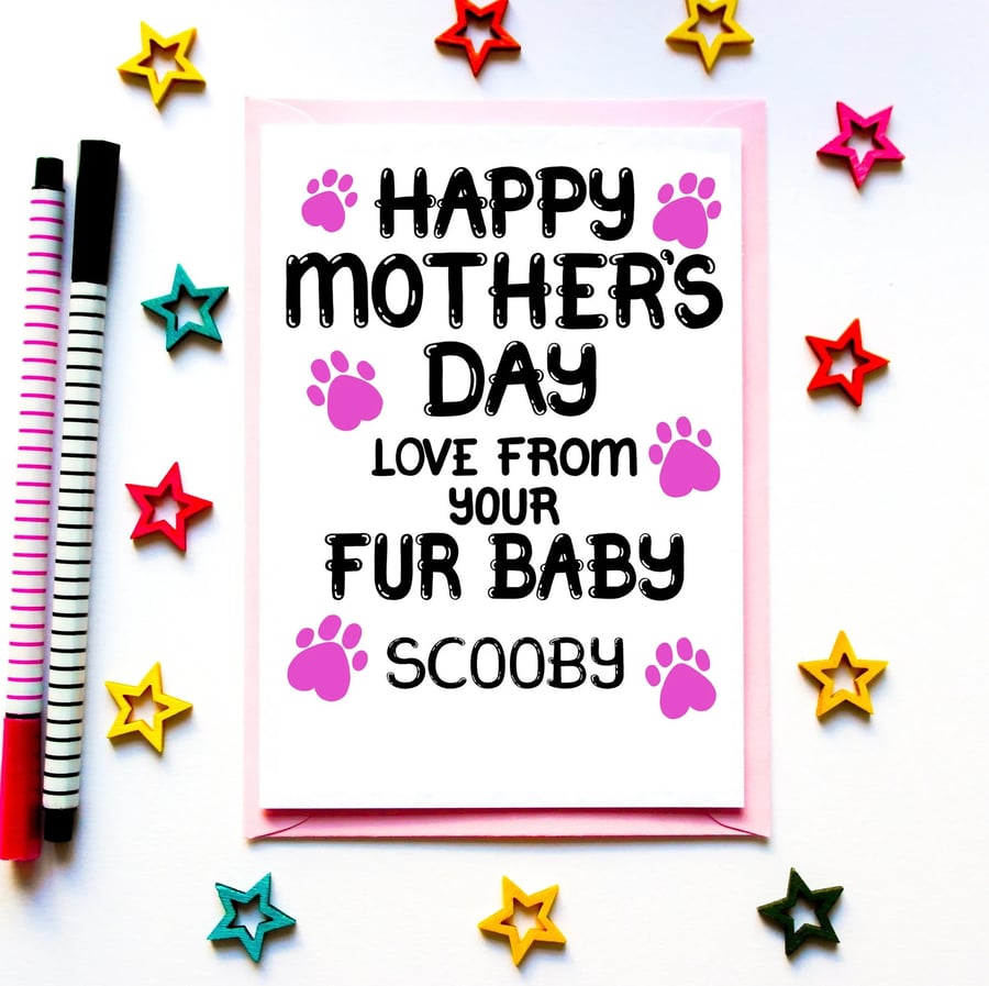 Personalised Mother's Day Card From Fur Baby, Dog, Cat, Pets For Mum, Mam, Mom