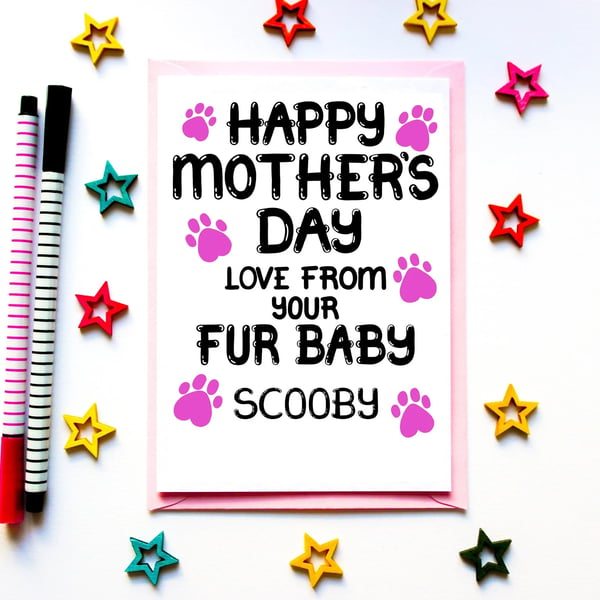 Personalised Mother's Day Card From Fur Baby, Dog, Cat, Pets For Mum, Mam, Mom