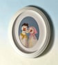 Hand Painted Goose Couple Wall Art, Framed Oval Acrylic Ducks Nursery Decor