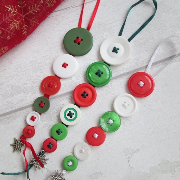 Set of Three Festive Button Dangles