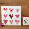 9 hearts mixed media Valentines card