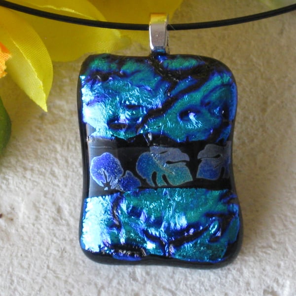 Unique fused dichroic glass pendant