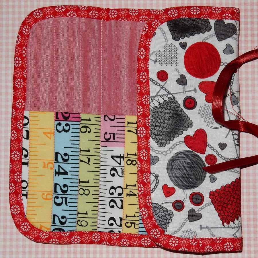 Crochet hook holder wool and tape measure
