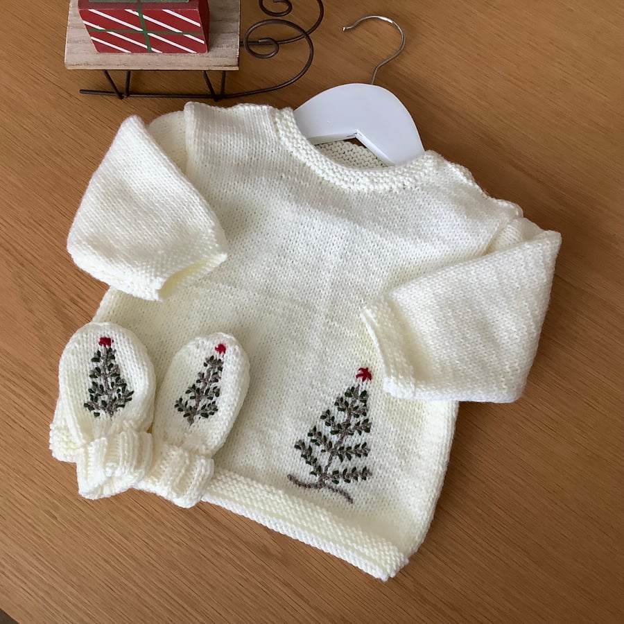 Hand Knitted Baby Christmas Jumper 3-6 Months
