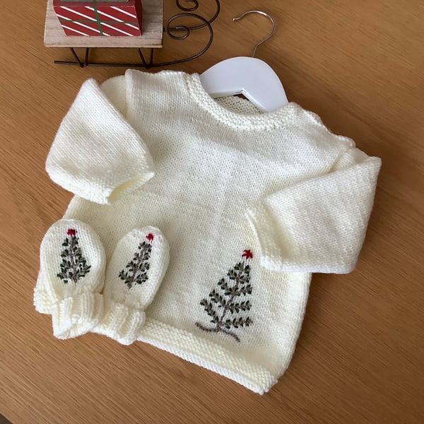 Hand Knitted Baby Christmas Jumper 3-6 Months
