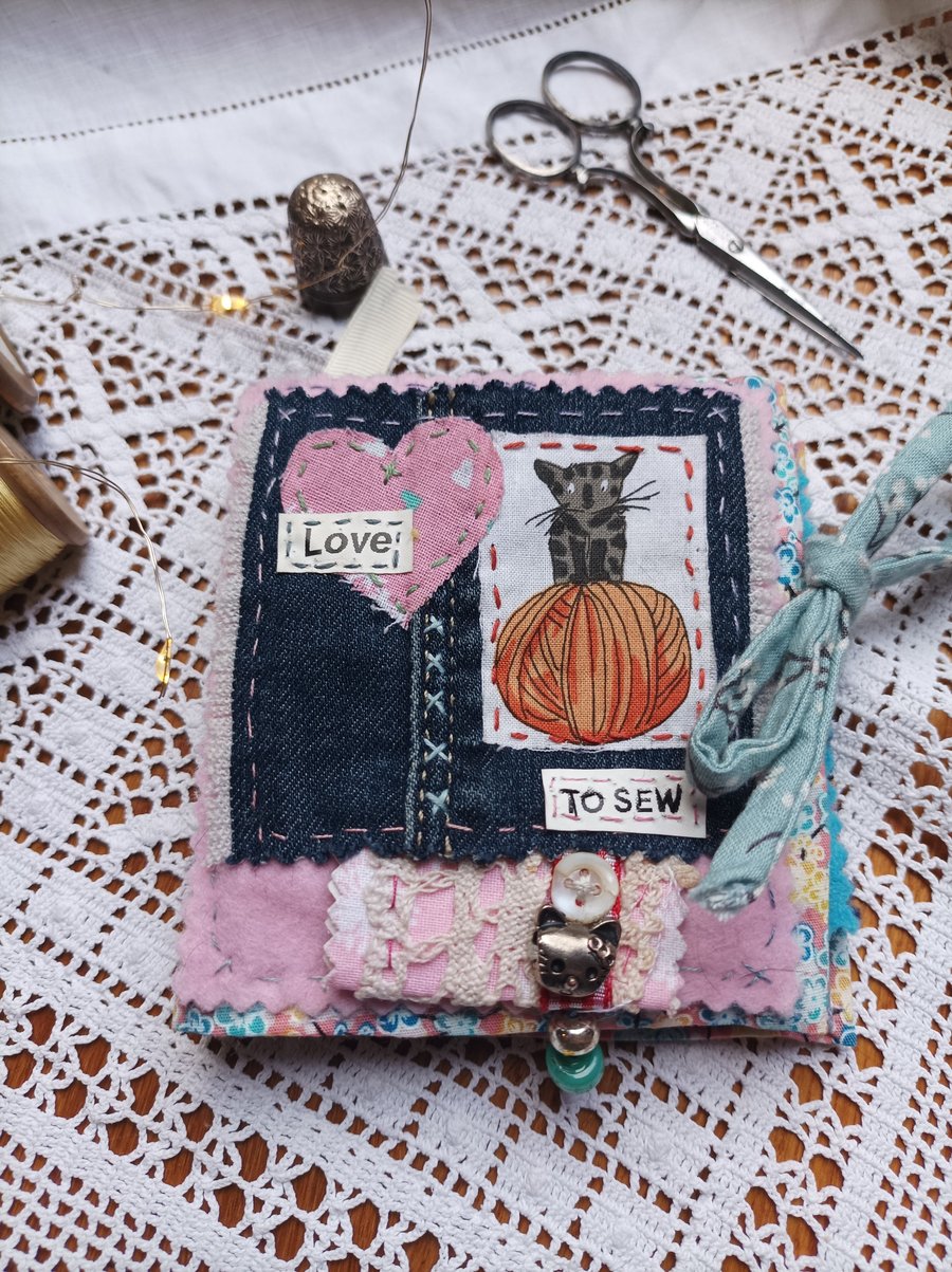 Needlecase 'Love to sew' slow stitch eco gift