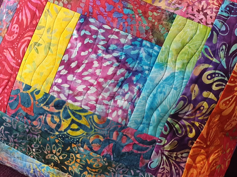 Quilted Colourful Batik Cushion with inner pad 