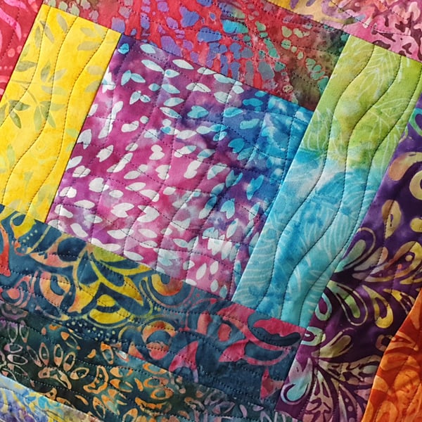 Quilted Colourful Batik Cushion with inner pad 