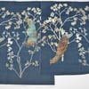 Beautiful Bundle of Velvet Fabric Remnants  2 Pieces Peacock Pattern