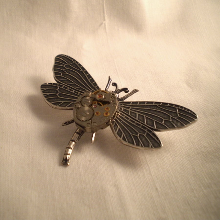 Steampunk Mechanical Dragonfly Brooch