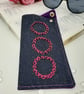 Glasses case, denim, pink circles and purple lining.  - Image 3