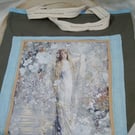 Lady with white roses tote bag