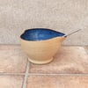 Batter mixing or pouring bowl hand thrown stoneware with a whisk ceramic pottery