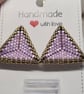 Handwoven 3D Triangle Stud Earrings - Beaded Geometric Earrings - Vanilla - Image 8