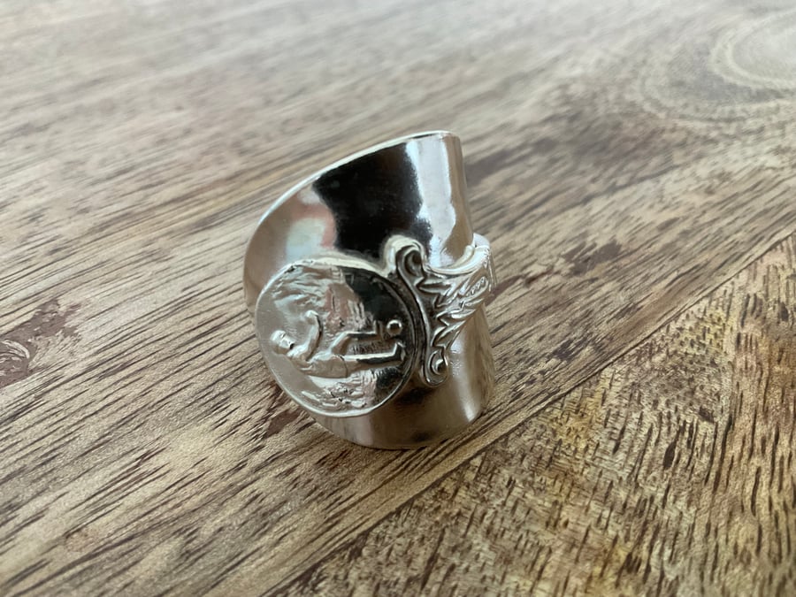 VINTAGE CUTLERY - SPOON RING - BIRMINGHAM 1954 - SIZE P
