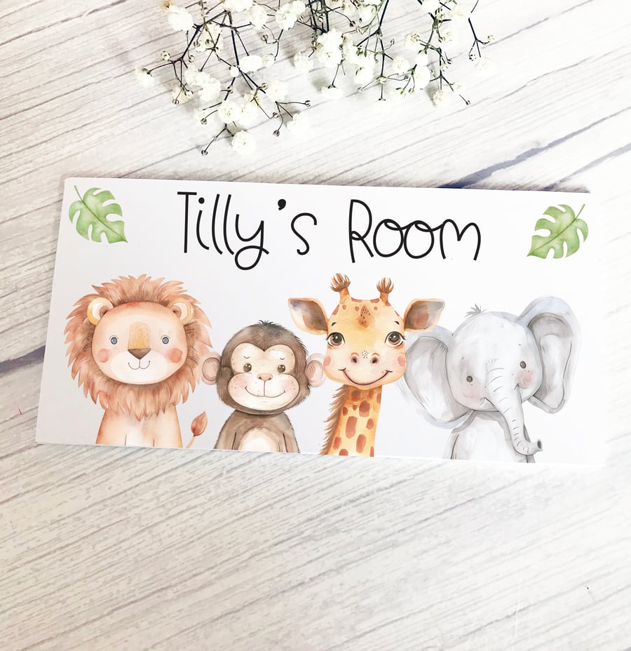 Sweet safari door sign, Personalisable sign, Nursery plaque