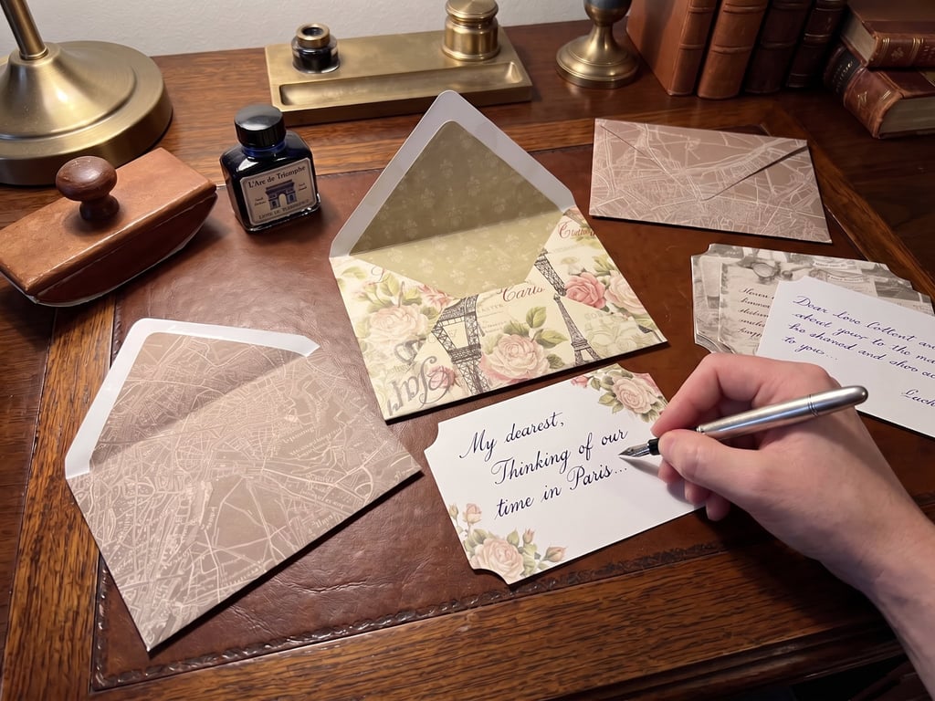 Vintage Paris Handmade Envelopes - Shimmer Card Inserts x 6