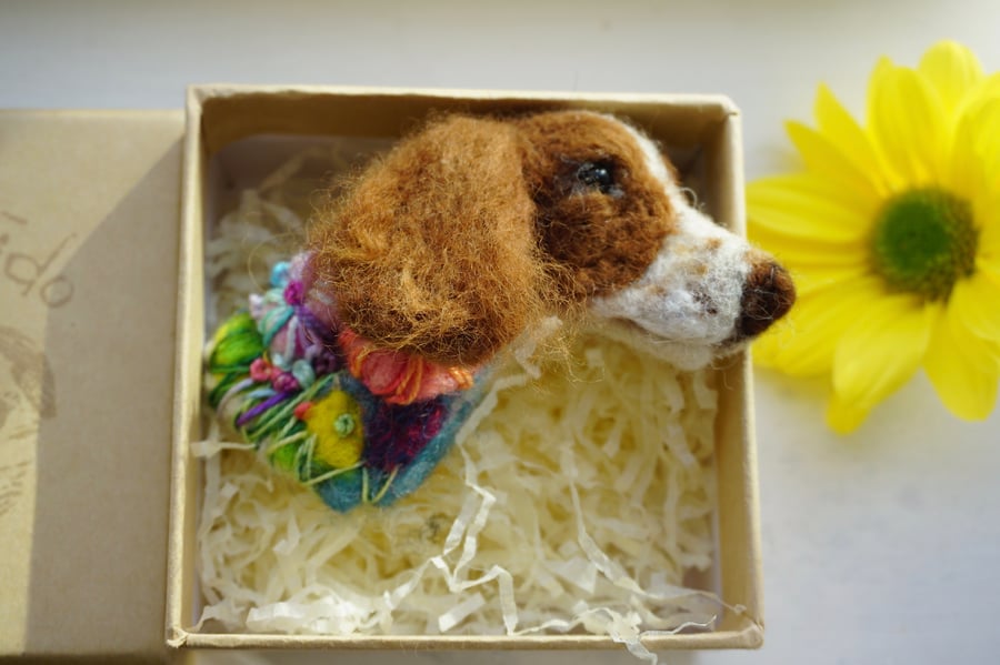 Needle Felted Springer Spaniel Brooch