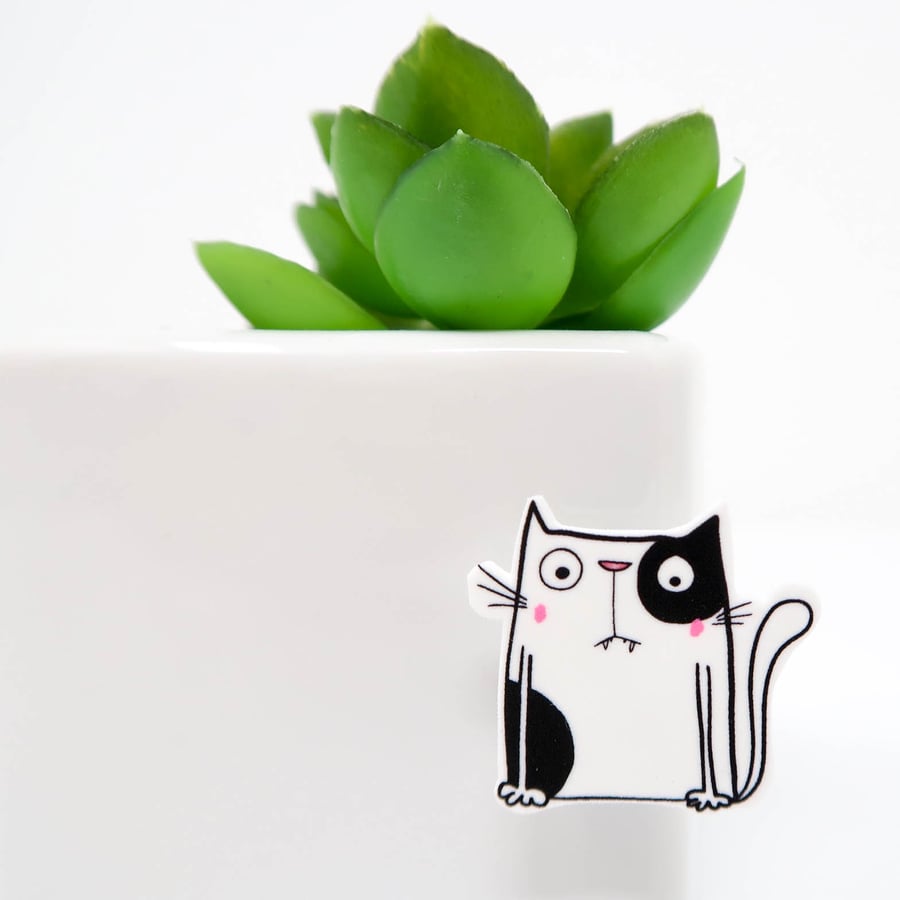Black and White Cat Pin Badge