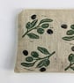 Mediterranean Olives Print Linen Zip-Up Pouch; Makeup Bag; Hand printed Purse  - Image 4