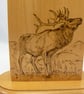 Mantle clock with pyrographed stag on - Image 2