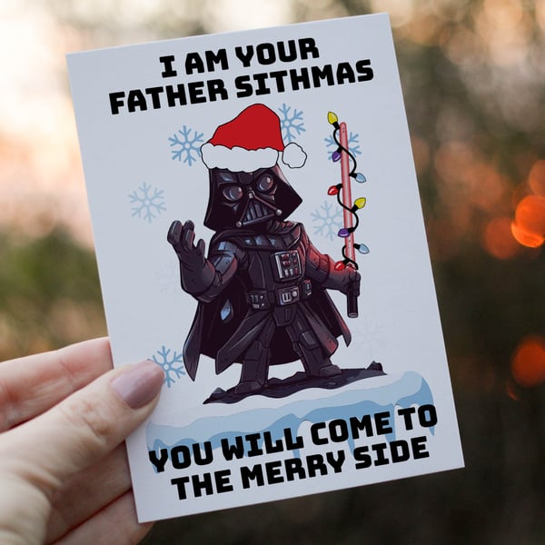Darth Vader Merry Sithmas Christmas Card, Vader Christmas Card, Personalized