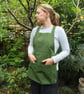 Gardening Apron with Harvest Pouch and Cross Back Straps. Green Canvas - Image 5