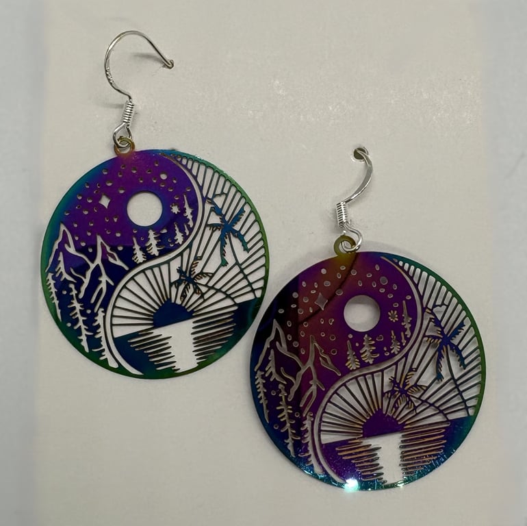 Laser cut stainless steel rainbow colour Earrings - multiple options