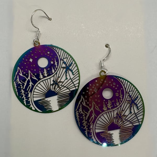Laser cut stainless steel rainbow colour Earrings - multiple options