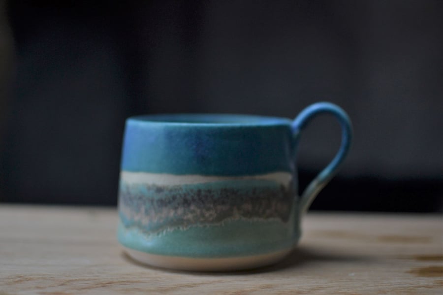 skyline cup - glazed in beautiful turquoise and greens