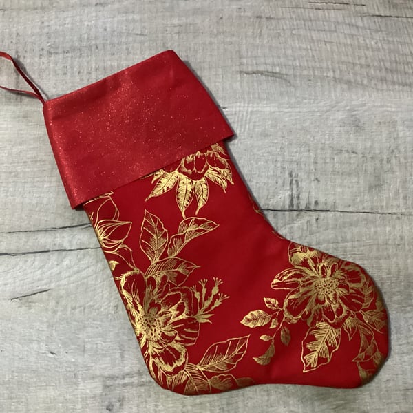 Christmas stocking in red and gold
