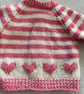 Baby’s pink and cream striped cardigan with heart motifs - Image 6