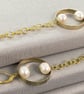 Gold Asymmetrical Cultured Pearl Dangle Earrings - Image 2