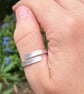 Sterling silver adjustable wrap ring, textured silver ring. - Image 2