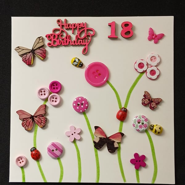 Handmade, 18th birthday card 