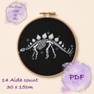 Stegosaurus fossil counted cross stitch pattern PDF emailed