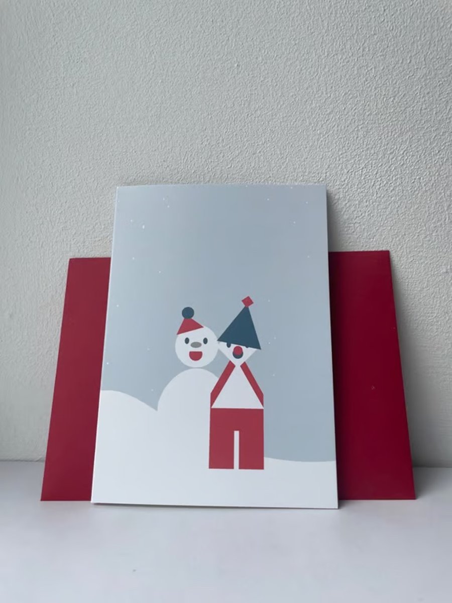 Modern graphic characters Christmas card pack of 6 cards with envelopes