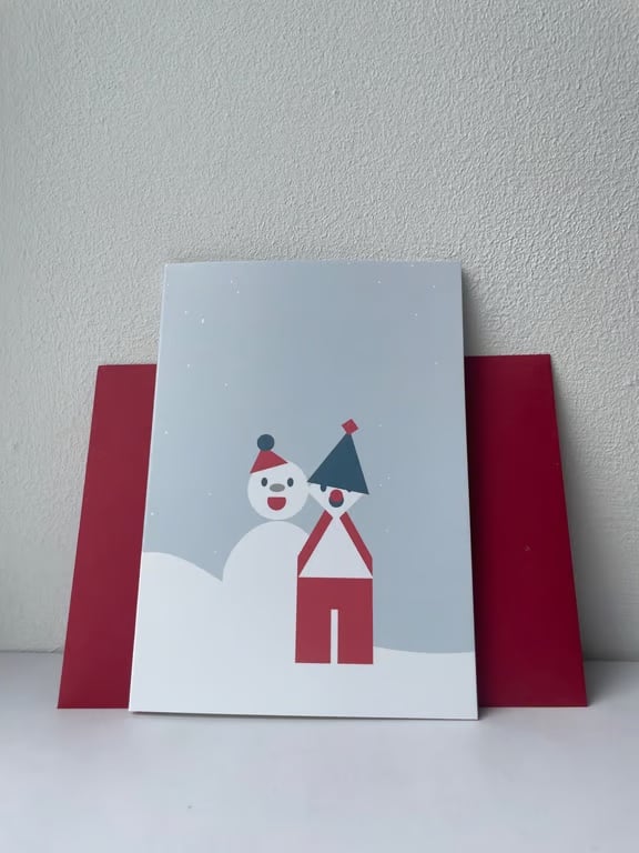 Modern graphic characters Christmas card pack of 6 cards with envelopes