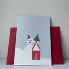 Modern graphic characters Christmas card pack of 6 cards with envelopes
