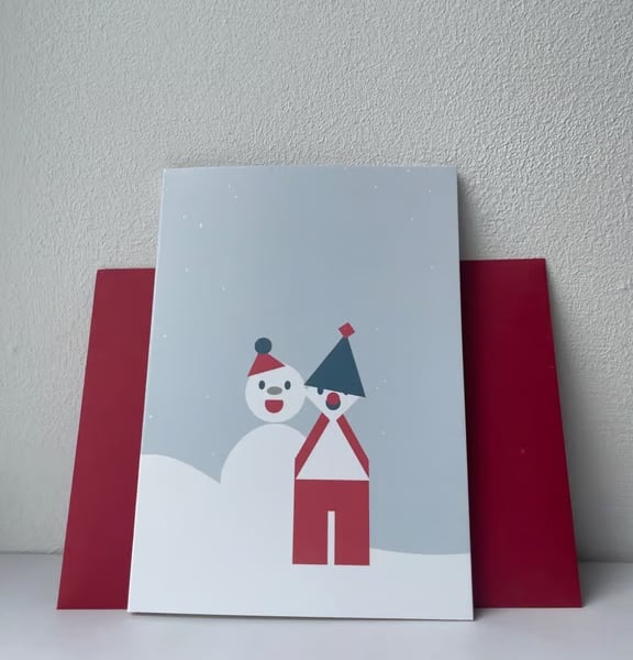 Modern graphic characters Christmas card pack of 6 cards with envelopes