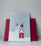 Modern graphic characters Christmas card pack of 6 cards with envelopes