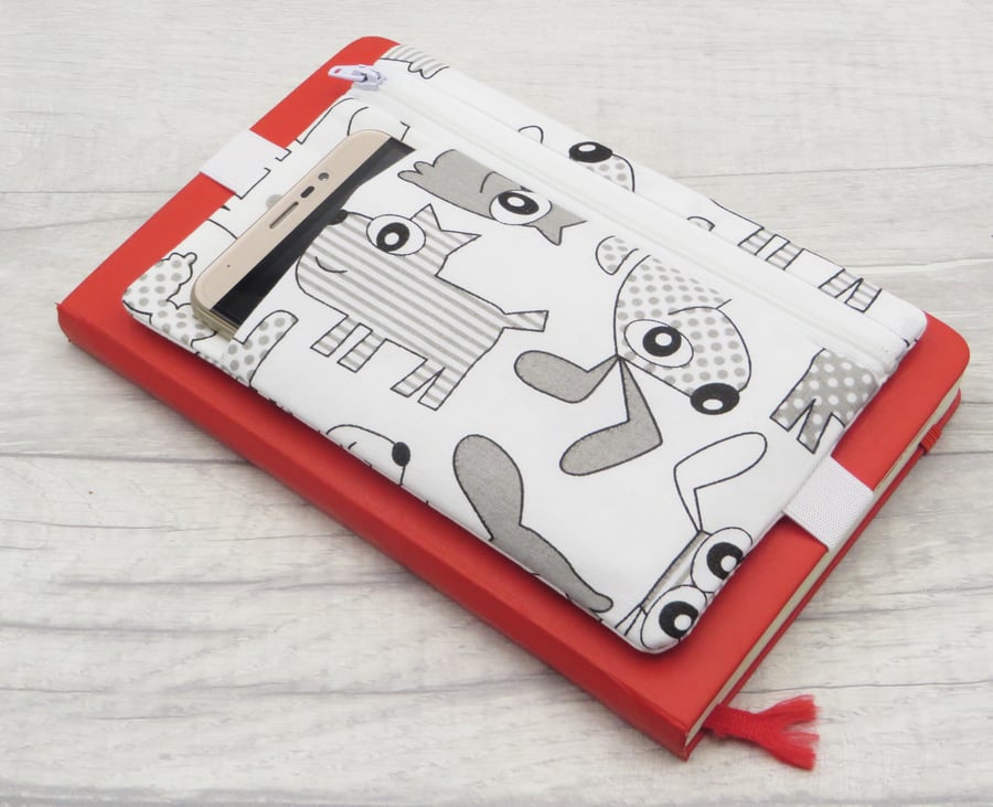 Pen pouch with zipped pocket for bullet journal accessories