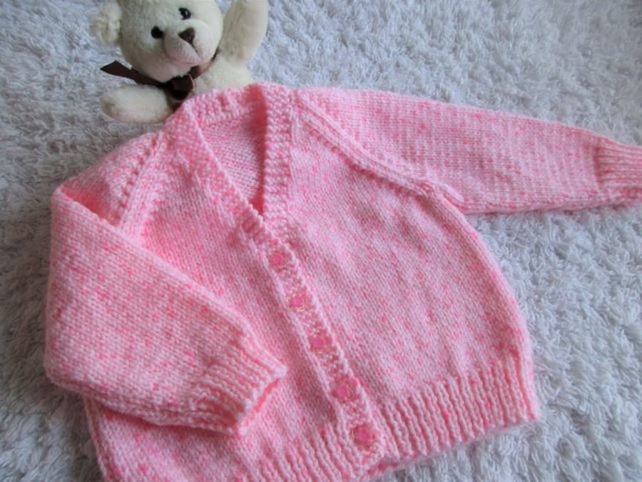 Special Order for SS 18" Pink Print Baby V Neck Cardigan 