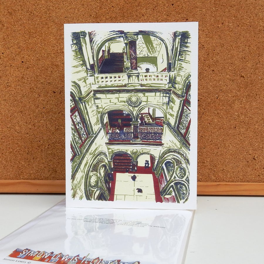 Library Stairway - Leeds Greeting Card