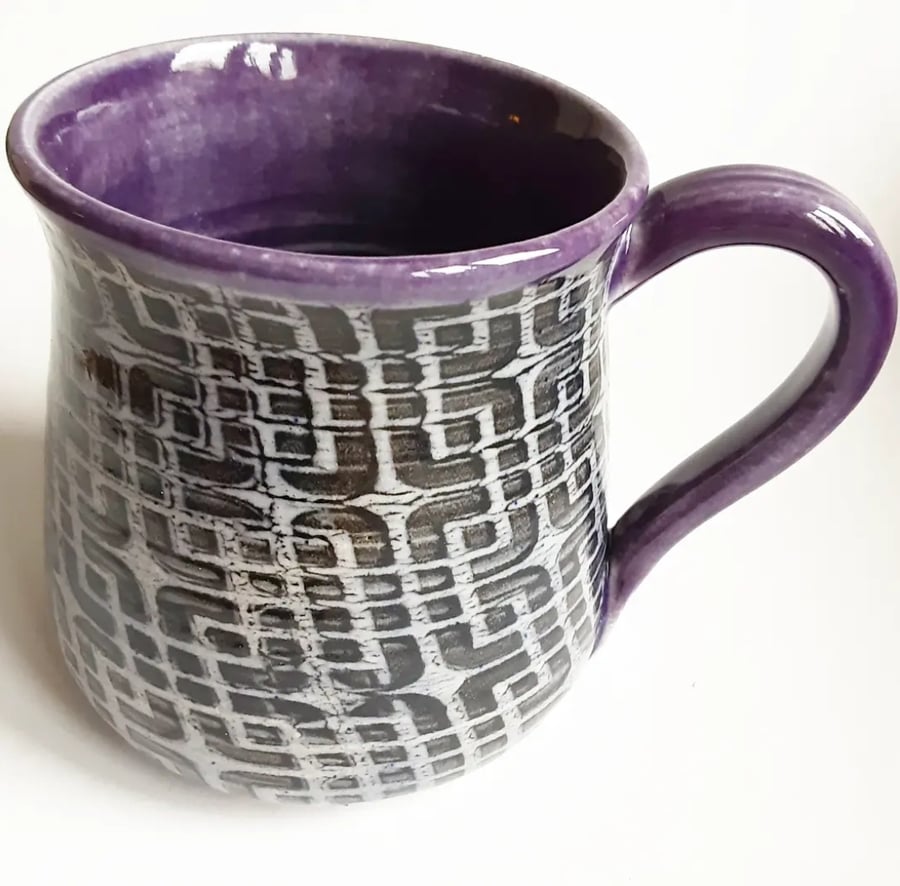 Mug - Hand Thrown Stoneware Ceramic Blue Purple Glazed Mug 